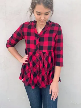 Crazy Train Penny Plaid Ruffle Top